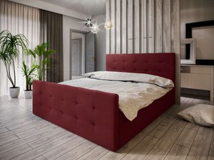 Stylefy Harmony Boxspringbett 160x200 cm Strukturstoff LARS Rot