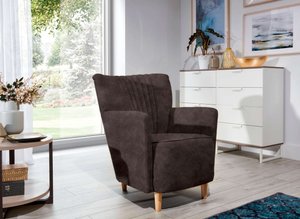 Stylefy Sono Sessel Strukturstoff - Leder-Optik PRESTON Dunkelgrau