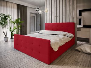 Stylefy Harmony Boxspringbett 160x200 cm Kunstleder SOFT Rot