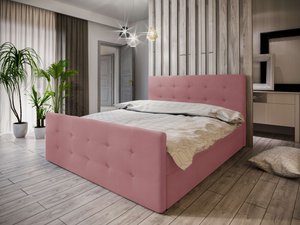Stylefy Harmony Boxspringbett 160x200 cm Strukturstoff LARS Rosa
