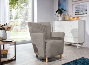 Stylefy Sono Sessel Strukturstoff - Leder-Optik PRESTON Grau