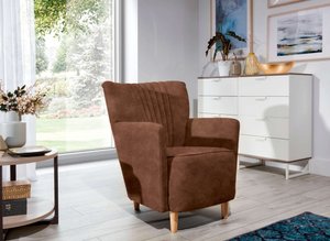 Stylefy Sono Sessel Strukturstoff - Leder-Optik PRESTON Braun