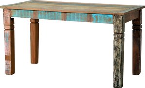 SIT Möbel RIVERBOAT Esszimmertisch Altholz mit starken Gebrauchsspuren lackiert bunt
