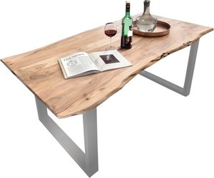 SIT Möbel TABLES & CO Esszimmertisch Stahl/Akazie Silber