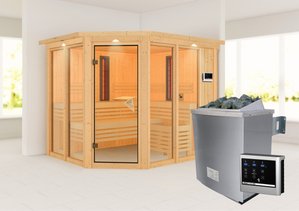 Sauna  Infrarotkabine AVA 231 x 196 m 9.0 kW Ofen inkl. Steuergerät mit Dachkranz