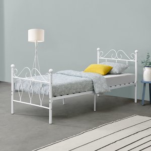 [en.casa] Metallbett Abolda 90x200 cm Doppelbett bis 200kg Weiß