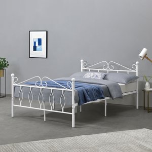 [en.casa] Metallbett Abolda 140x200 cm Doppelbett bis 300kg Weiß