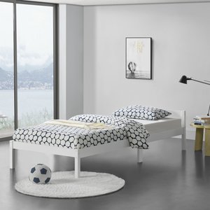 [en.casa] Holzbett Nakkila 90x200 cm Doppelbett mit Kopfteil Weiß
