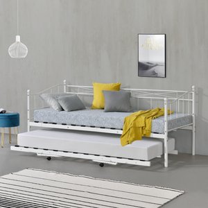 [en.casa] Metall Tagesbett Skutskär 90x200cm Weiß