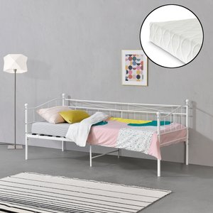 [en.casa] Tagesbett Arjeplog 90x200cm mit Matratze Weiß