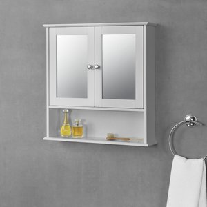 [en.casa] Badezimmerschrank Linz 58x56x13 cm mit Spiegel MDF Weiß