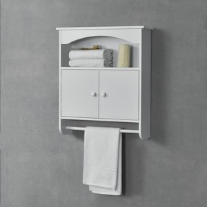 [en.casa] Badezimmerschrank Graz 61x53x15 cm mit Handtuchhalter Weiß MDF