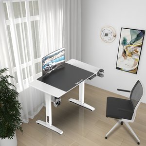 [pro.tec] Höhenverstellbarer Tisch Visalia elektrisch 110x60cm Weiß