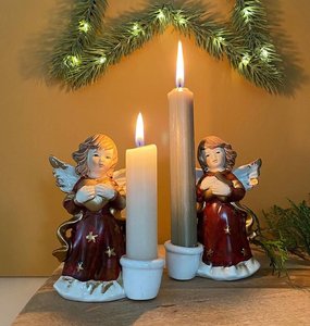 Kerzenhalter Engel Figur Keramik 2 Stück Kerzenständer Tischleuchter Weihnachten