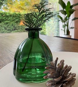 Vase Glas Vintage Tischvase Grün Blumenvase Nostalgie Dekovase 11cm