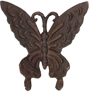 Schmetterling Figur Gartenfigur Gusseisen Braun Wanddeko Dekofigur Antik-Stil