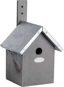 Vogelhaus für Blaumeisen Nistkasten Holz Grau