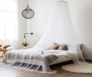 Schönes Moskitonetz Bett Baldachin Weiß 250x500 cm Insektenschutz für Doppelbett