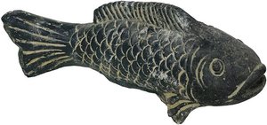 Koi Fisch Figur Naturstein Handgefertigt Dekofigur Garten Karpfen 25 cm