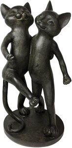 Figur Katzen-Paar Dekofigur 2 Katzen Skulptur Kunstguss schwarz-braun H 34cm