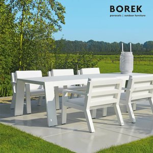 Design Gartentisch aus Alu - groß - Borek - 69x291x114cm - Viking Esstisch / Weiß