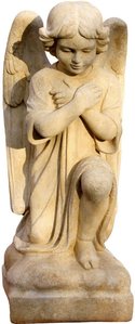 Betender Engel Gartenfigur aus Steinguss - Kalus / Sand