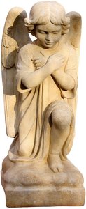 Betender Engel Gartenfigur aus Steinguss - Kalus / Portland Weiß