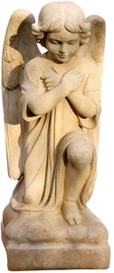 Betender Engel Gartenfigur aus Steinguss - Kalus / Antikgrau