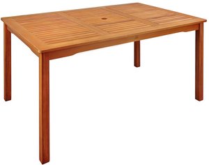 Eckiger Holztisch für Balkon und Garten mit Schirmloch - 135 cm - Corymbia Tisch