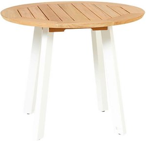 Runder Gartentisch aus Teakholz & weißem Aluminium - Darcey Gartentisch / 95cm