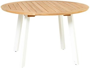 Runder Gartentisch aus Teakholz & weißem Aluminium - Darcey Gartentisch / 125cm