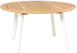 Runder Gartentisch aus Teakholz & weißem Aluminium - Darcey Gartentisch / 145cm