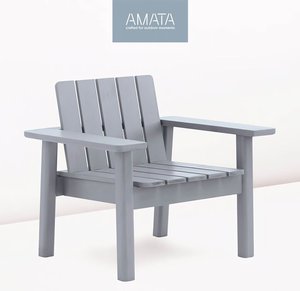 Massivholz Gartensessel in grau - nordisches Design - Amata Loungesessel
