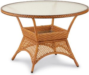 110cm Bestolan-Tisch mit Ablage und Glasplatte - Tisch Fiscina / Braun