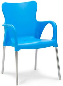 Farbiger Vollkunststoff Gartenstuhl stapelbar - Reces Gartenstuhl / Blau