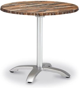 Runder 90cm Tisch klappbar mit Silber Gestell - Tisch Silber Ligu / mit Holzoptik
