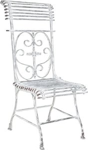 Gartenstuhl mit Kreuz-Motiv aus Schmiedeeisen - Fimani / Weiß