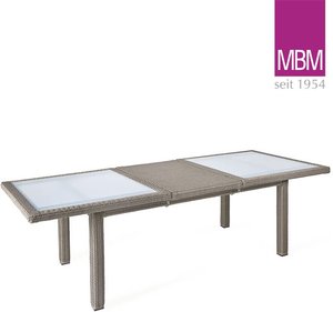 Ausziehbarer Gartentisch von MBM - Alu, Polyrattan & Glas - Ausziehtisch Bellini