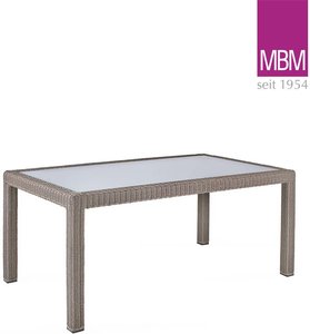 Garten Esstisch aus Aluminium, Polyrattan & Glas - MBM - 160x90cm - Tisch Bellini