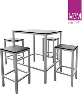 Garten Bar Set aus Aluminium & Resysta - MBM - Tisch & 4 Barhocker - Dice Bar Set