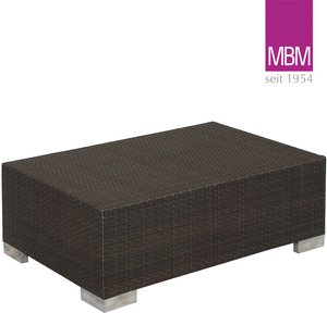 Outdoor Loungetisch dunkelbraun - MBM - Kunststoffgeflecht - Loungetisch Bellini / mit Glasplatte