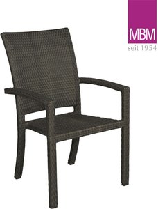 Gartenstuhl dunkelbraun - stapelbar - Alu & Mirotex - MBM - Gartenstuhl Bellini / ohne Sitzkissen
