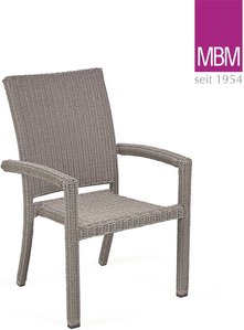 Stapelbarer Gartenstuhl mit Armlehnen - MBM - Alu & Geflecht - Sessel Bellini / mit Sitzkissen Sahara