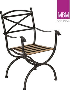 Sessel für Balkon & Garten - MBM - Schmiedeeisen - Sessel Medici / mit Sitz- Rückenkissen Natur