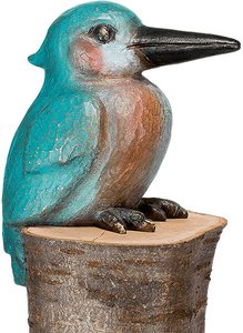 Vogel Gartenskulptur aus Bronze - farbig - Eisvogel