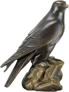 Weiblicher Falke aus Bronze als Gartenfigur - Gerfalke