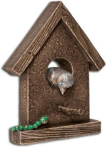 Vogelhaus zur Wandbefestigung aus Bronze - Vogelhaus