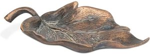 Kleines blattförmiges Vogelbad aus Bronze - Vogeltränke Blatt / Bronze Patina Wachsguss