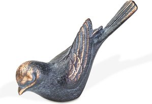 Bronze Gartendekoration - kleiner Singvogel - Vogel Suna / Bronze dunkelbraun