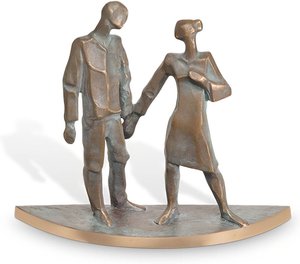 Mann und Frau als Gartenfigur - Bronze - Spaziergang / Bronze braun